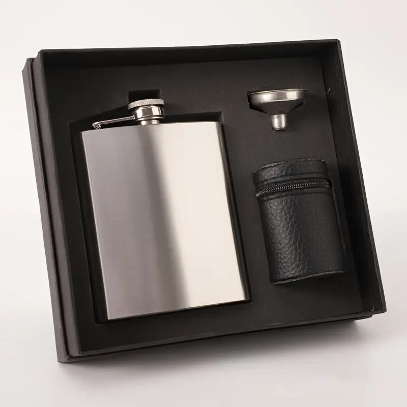 Edelstahl-Taschenflasche mit Geschenkbox