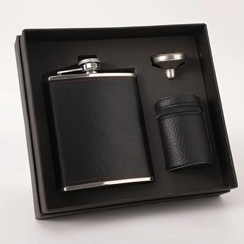 Edelstahl-Taschenflasche mit Geschenkbox