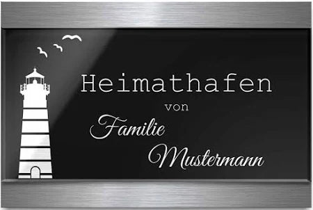 Modernes Acrylschild mit Gravur und wählbarem Hintergrund